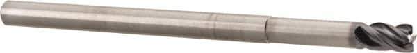 Kennametal - 1/4", 4 Flute, Solid Carbide, 0.015" Corner Radius End Mill - 4" OAL, 3/8" LOC, 1-1/4" Extended Reach - Eagle Tool & Supply