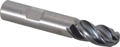 Kennametal - 1/2" Diam, 1" LOC, 4 Flute Solid Carbide Ball End Mill - AlTiN Finish, Single End, 3" OAL, 1/2" Shank Diam, Spiral Flute - Eagle Tool & Supply