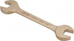 Ampco - 1-1/8" x 1-5/16" Nonsparking Open End Wrench - 12-1/4" OAL, Double End, Plain Finish, 15° Head Angle - Eagle Tool & Supply