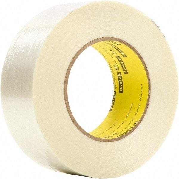 3M - 48mm x 55m Clear Rubber Adhesive Filament Tape - Polypropylene Film Backing, 6.6 mil Thick - Eagle Tool & Supply