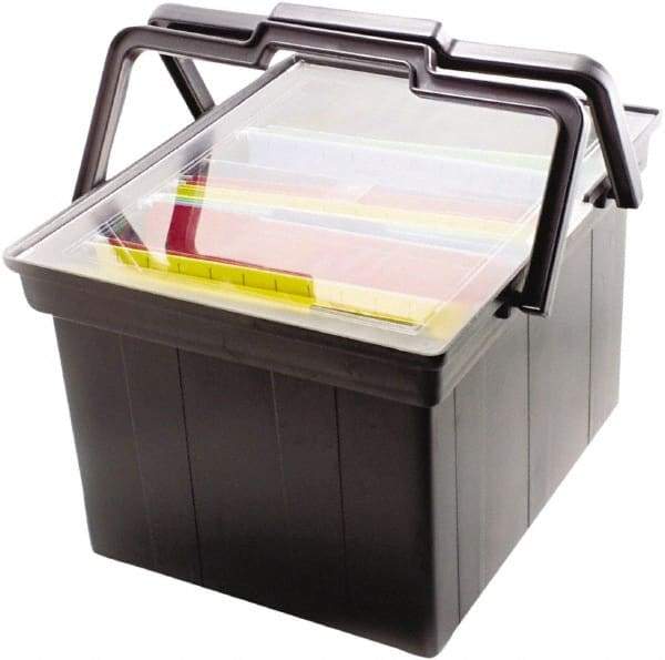 ADVANTUS - 1 Compartment, 17 Inch Wide x 14 Inch Deep x 10-7/8 Inch High, Portable File Box - Plastic, Black - Eagle Tool & Supply