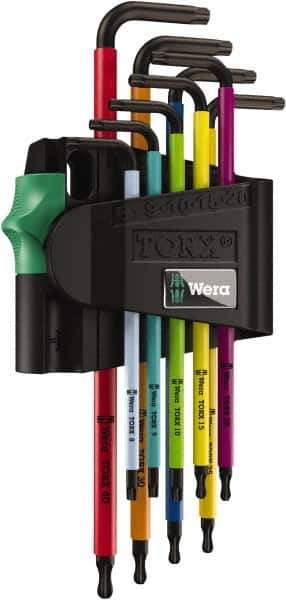 Wera - 9 Piece T8 to T30 Color Coded Torx Key Set - Eagle Tool & Supply