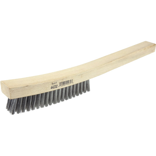 Plater's Brush, Stainless Steel Fill, 4 × 19 Rows, Curved Handle - Eagle Tool & Supply