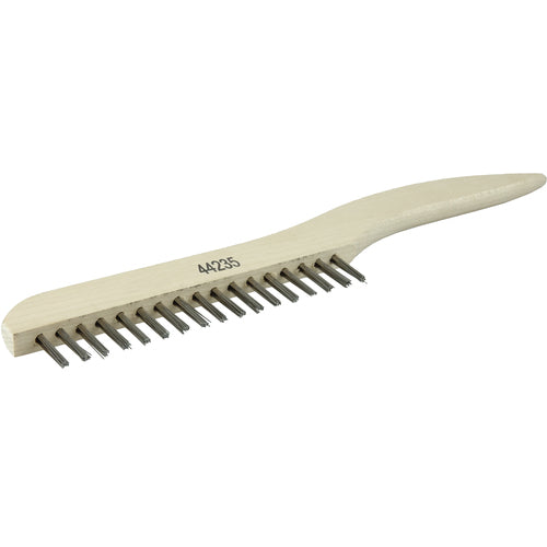 Hand Wire Scratch Brush, .012 Stainless Fill, Shoe Handle, 1 × 17 Rows - Eagle Tool & Supply