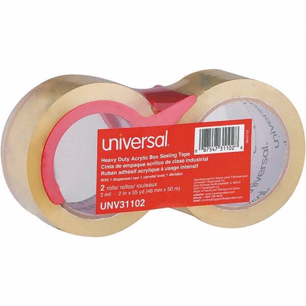 Universal One - 48mm Wide x 3mm Thick x 50m Long, 31102 Box Sealing & Label Protection Tape - Clear - Eagle Tool & Supply