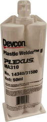 Plexus - 50 mL Cartridge Two Part Acrylic Adhesive - 15 to 18 min Working Time, 60°F to 95°F, 4,500 psi Shear Strength - Eagle Tool & Supply