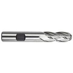 1/2" Dia. - 3-7/8" OAL - HSS-TiN - Ball Nose SE EM - 4 FL - Eagle Tool & Supply