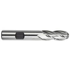 7/8" Dia. - 4-1/2" OAL - HSS-TiN - Ball Nose SE EM - 4 FL - Eagle Tool & Supply
