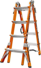 Little Giant Ladder - 14 Steps, 15' High, Type IA Rating, Fiberglass Multi-Use Ladder - 300 Lb Load Capacity, 29" Base Width - Eagle Tool & Supply