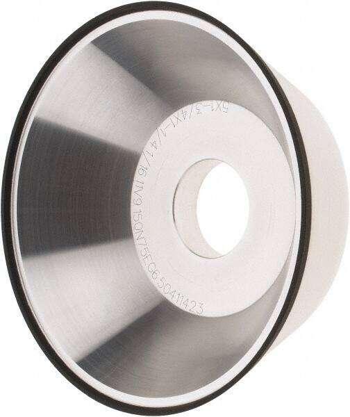 Tru-Maxx - 5" Diam, 1-1/4" Hole Size, 1" Overall Thickness, 150 Grit, Type 11V9, Tool & Cutter Grinding Wheel - Very Fine Grade, CBN - Eagle Tool & Supply