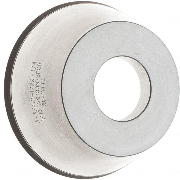 Tru-Maxx - 95mm Diam, 1-1/4" Hole Size, 1" Overall Thickness, 100 Grit, Type 11V9, Tool & Cutter Grinding Wheel - Fine Grade, CBN - Eagle Tool & Supply