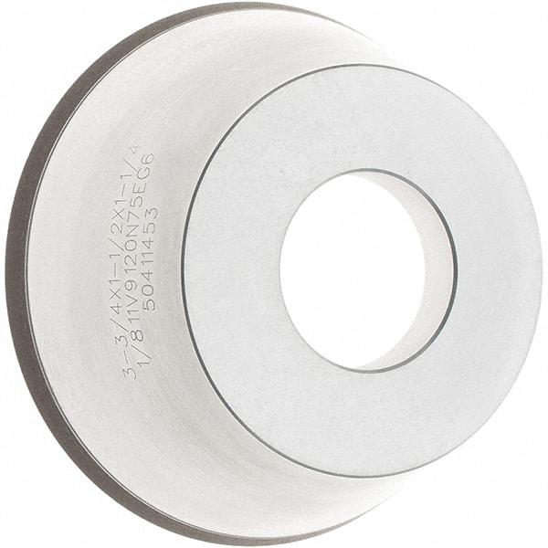 Tru-Maxx - 95mm Diam, 1-1/4" Hole Size, 1" Overall Thickness, 120 Grit, Type 11V9, Tool & Cutter Grinding Wheel - Fine Grade, CBN - Eagle Tool & Supply