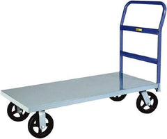 Little Giant - 2,400 Lb Capacity Steel Platform Truck - Steel Deck, 30" OAW, 48" Platform Length x 11" Platform Height, Mold-On Rubber Casters - Eagle Tool & Supply