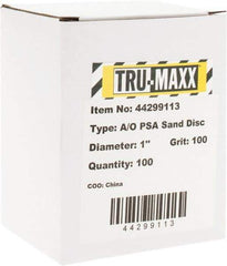 Tru-Maxx - 1" Diam, 100 Grit Aluminum Oxide Adhesive PSA Disc - Fine Grade, X Weighted Cloth Backing, For Right Angle/Vertical Shaft Portable Grinders - Eagle Tool & Supply
