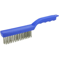Hand Wire Scratch Brush, .012 Stainless Steel Fill, 4 × 16 Rows, Plastic Block - Eagle Tool & Supply