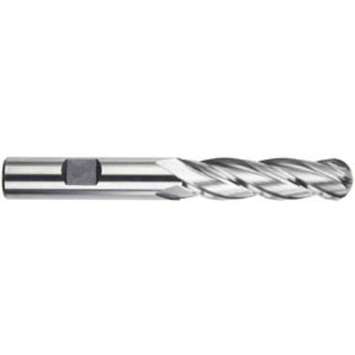 ‎5/8″ Dia. × 5/8″ Shank × 2-1/2″ DOC × 4-5/8″ OAL, HSS 4 Flute, 30° Helix, Ballnose End Mill Series/List #4555 - Exact Industrial Supply