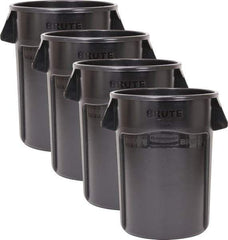 Rubbermaid - 44 Gal Gray Round (4) 44 Gal Brute Utility Containers - Polyethylene, 31-1/2" High - Eagle Tool & Supply