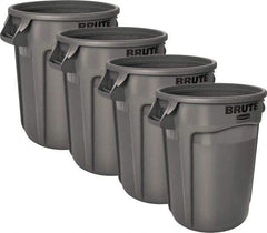 Rubbermaid - 32 Gal Gray Round (4) 32 Gal Brute Containers - Polyethylene, 27.77" High - Eagle Tool & Supply