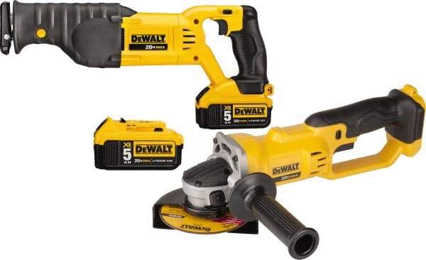 DeWALT - 20 Volt Cordless Tool Combination Kit - Includes Reciprocating Saw & 4-1/2" Cut-Off Grinder, Lithium-Ion Battery Included - Eagle Tool & Supply