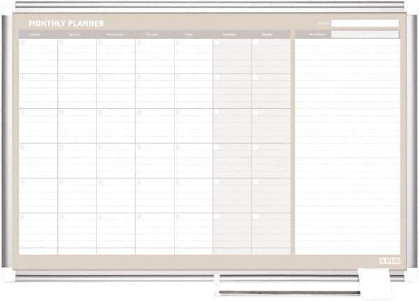 MasterVision - 36" High x 48" Wide Painted Metal Magnetic Dry Erase Calendar - Steel, 50.2" Deep, Includes Mounting Kit - Eagle Tool & Supply