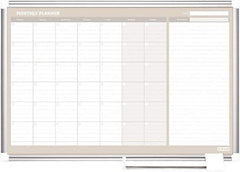 MasterVision - 24" High x 36" Wide Painted Metal Magnetic Dry Erase Calendar - Steel, 42.32" Deep, Includes Mounting Kit - Eagle Tool & Supply