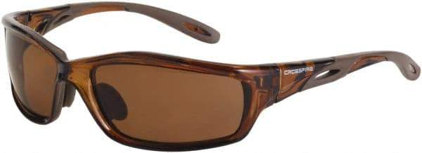 CrossFire - Polarized Brown Lenses, Framed Polarized Glasses - Scratch Resistant, Brown Frame, Size Universal, Wrap Around - Eagle Tool & Supply