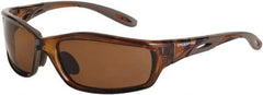 CrossFire - Polarized Brown Lenses, Framed Polarized Glasses - Scratch Resistant, Brown Frame, Size Universal, Wrap Around - Eagle Tool & Supply