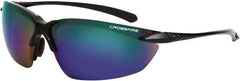 CrossFire - Polarized Smoke Lenses, Framed Safety Glasses - Scratch Resistant, Black Frame, Size Universal, Wrap Around - Eagle Tool & Supply