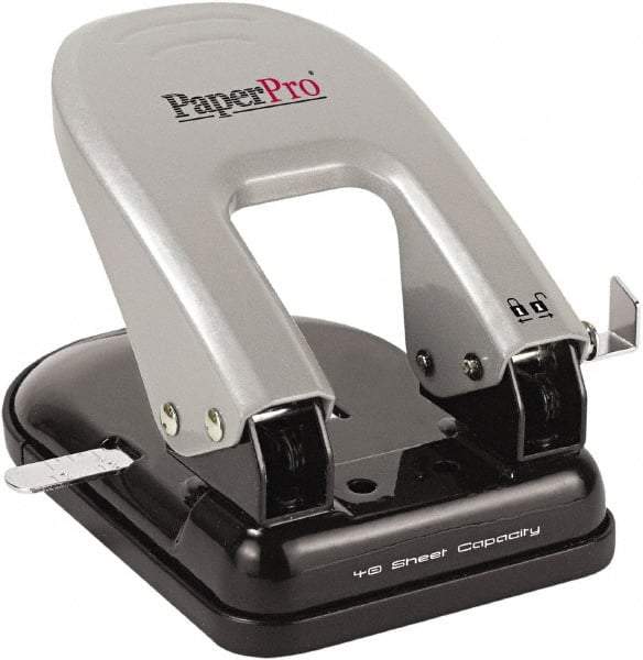 PaperPro - Paper Punches Type: 40 Sheet Manual Two Hole Punch Color: Black/Silver - Eagle Tool & Supply