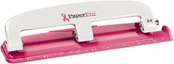 PaperPro - Paper Punches Type: 12 Sheet Manual Three Hole Punch Color: Pink - Eagle Tool & Supply
