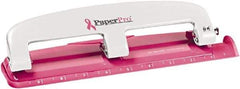 PaperPro - Paper Punches Type: 12 Sheet Manual Three Hole Punch Color: Pink - Eagle Tool & Supply