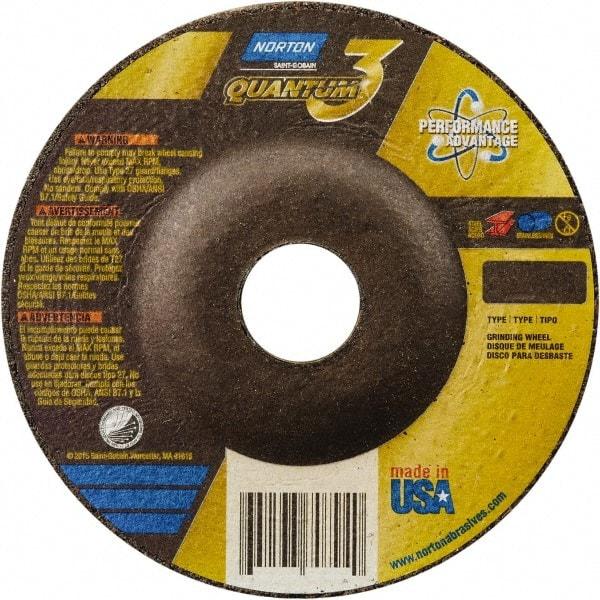 Norton - 9" Wheel Diam, 1/4" Wheel Thickness, 7/8" Arbor Hole, Type 27 Depressed Center Wheel - Coarse Grade, Ceramic, Resinoid Bond - Eagle Tool & Supply