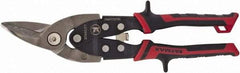 Stanley - 1-5/16" Length of Cut, Left Pattern Aviation Snip - 10" OAL, Cushion Grip Handle, Hardened Steel Blade, 18 AWG Steel Capacity - Eagle Tool & Supply