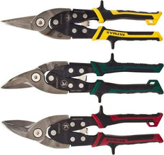 Stanley - 3 Piece Aviation Snip Set - Left, Right, Straight, 10" OAL, 1-15/16" LOC - Eagle Tool & Supply