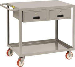 Little Giant - 1,200 Lb Capacity, 24" Wide x 42" Long x 35" High Shelf Cart - 2 Shelf, Steel, 2 Rigid/2 Swivel Casters - Eagle Tool & Supply