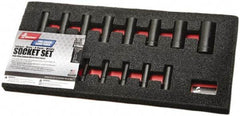 Ability One - 14 Piece 3/8" Drive Deep Well Impact Socket Set - 6 Points, 8mm to 24mm Range, Inch Measurement Standard - Eagle Tool & Supply