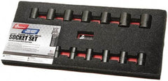 Ability One - 15 Piece 1/2" Drive Impact Socket Set - 6 Points, 10mm to 24mm Range, Metric Measurement Standard - Eagle Tool & Supply