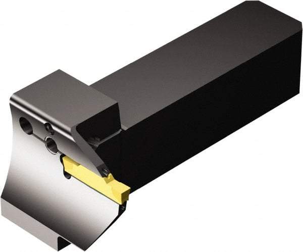 Sandvik Coromant - QS-R/LG123..C..E..B, External, Left Hand, 12.7mm Max Depth of Cut, Indexable Grooving Tool Holder - N123H2-0400-0004-TF Insert Compatibility, 25.4mm Shank Height, 25.4mm Shank Width, 115mm OAL, Through Coolant - Eagle Tool & Supply