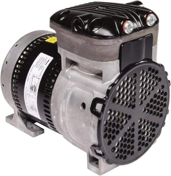 Gast - 1/4 hp, 3.8 CFM, 125 Max psi Piston Vacuum & Compressor Pump - 27.5 Hg/In, 100 to 240/50 to 60 Volt, 7.71" Long x 5" Wide x 7.08" High - Eagle Tool & Supply