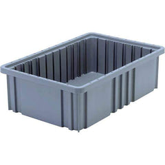 Quantum Storage - 40 Lb Load Capacity Gray Polypropylene Dividable Container - Stacking, 5" Long x 10.9" Wide x 16-1/2" High - Eagle Tool & Supply