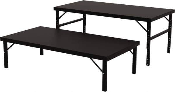 Valley Craft - 48 Wide x 96" Deep x 28" High, Steel Work Table - 14 Gauge Stainless Steel Top, Adjustable Height Legs, Gray - Eagle Tool & Supply