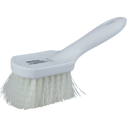 8″ Utility Scrub Brush, White Nylon Fill, Short Handle, Plastic Block - Eagle Tool & Supply