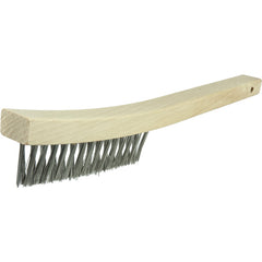 V-Groove Hand Wire Scratch Brush, .012 Stainless Steel Fill, Curved Handle, 3 × 19 Rows - Eagle Tool & Supply