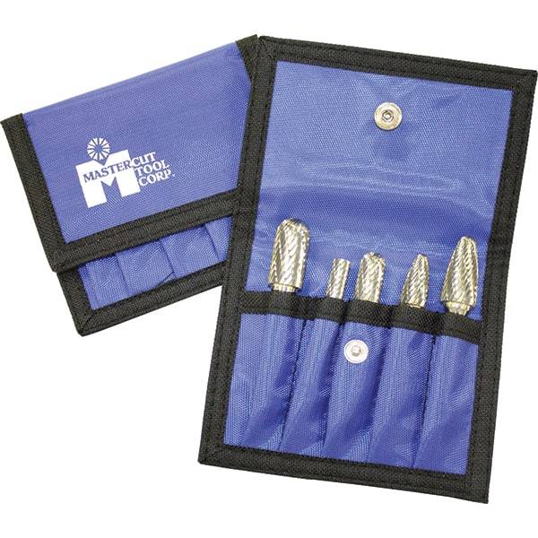 Made in USA - 4 Piece, 1/4" Shank Burr Set - Solid Carbide, Multiple Head Shapes - Eagle Tool & Supply