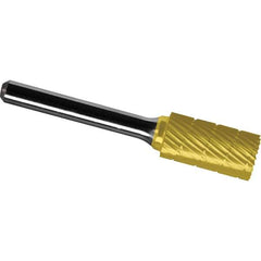 Made in USA - 1" Cut Diam, 0.2362" Shank Diam, Cylinder with End Cut Head Chipbreaker Cut Burr - Carbide, 25mm LOC, 70mm OAL - Eagle Tool & Supply