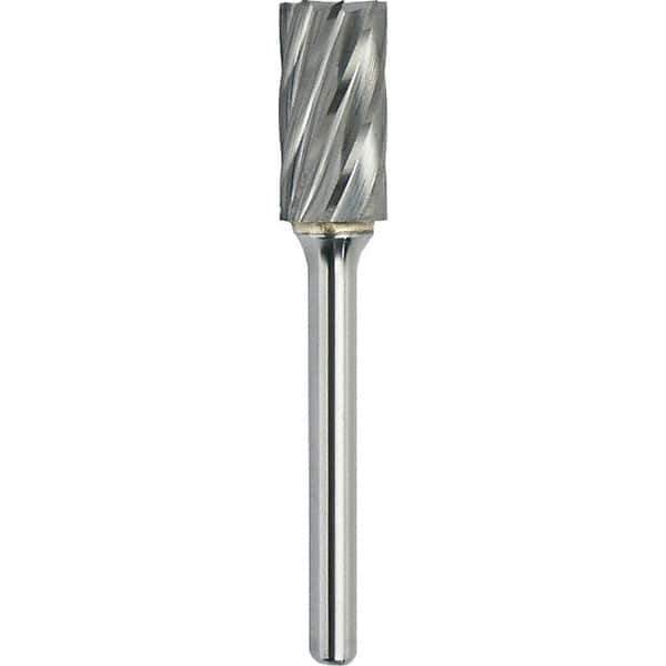 Made in USA - 1" Cut Diam, 3/8" Shank Diam, Cylinder Head Aluma Cut Burr - Carbide, 1" LOC, 2-3/4" OAL - Eagle Tool & Supply