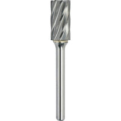 Made in USA - 8mm Cut Diam, 0.2362" Shank Diam, Cylinder with End Cut Head Aluma Cut Burr - Carbide, 19mm LOC, 64mm OAL - Eagle Tool & Supply
