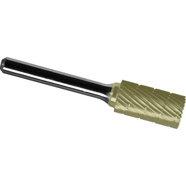 Made in USA - 3/8" Cut Diam, 1/4" Shank Diam, Cylinder Head Chipbreaker Cut Burr - Carbide, 1" LOC, 2-3/4" OAL - Eagle Tool & Supply