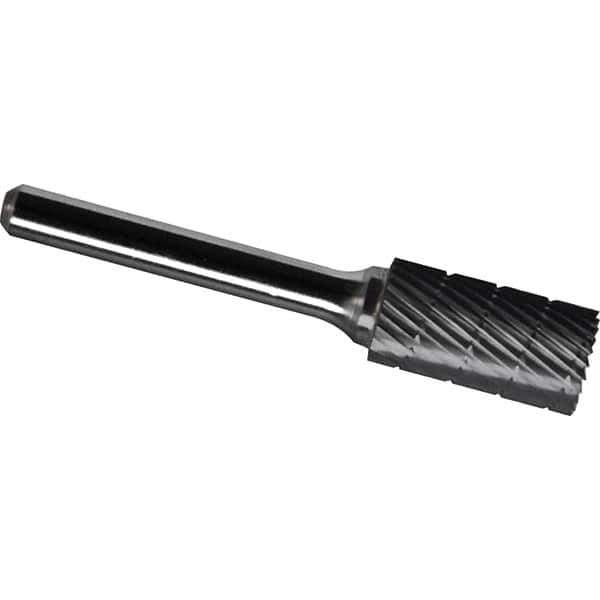Made in USA - 11mm Cut Diam, 0.2362" Shank Diam, Cylinder with End Cut Head Chipbreaker Cut Burr - Carbide, 25mm LOC, 70mm OAL - Eagle Tool & Supply