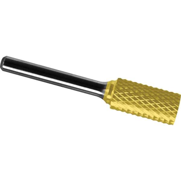 Made in USA - 5/16" Cut Diam, 1/4" Shank Diam, Cylinder Head Diamond Cut Burr - Carbide, 1" LOC, 2-3/4" OAL - Eagle Tool & Supply